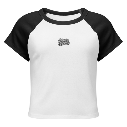 Women's Cultural x Streetwear Graffiti Logo Micro Rib Raglan Baby Tee