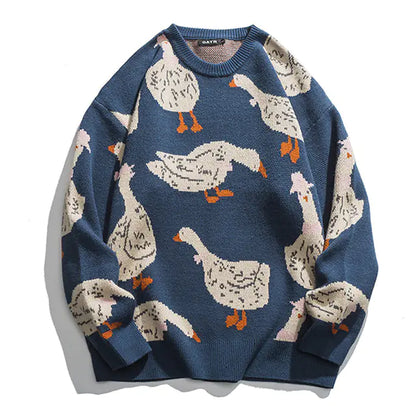 Unisex Harajuku Japanese Knit Sweater — Duck &amp; Goose Print