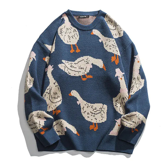 Unisex Harajuku Japanese Knit Sweater — Duck &amp; Goose Print