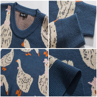Unisex Harajuku Japanese Knit Sweater — Duck &amp; Goose Print