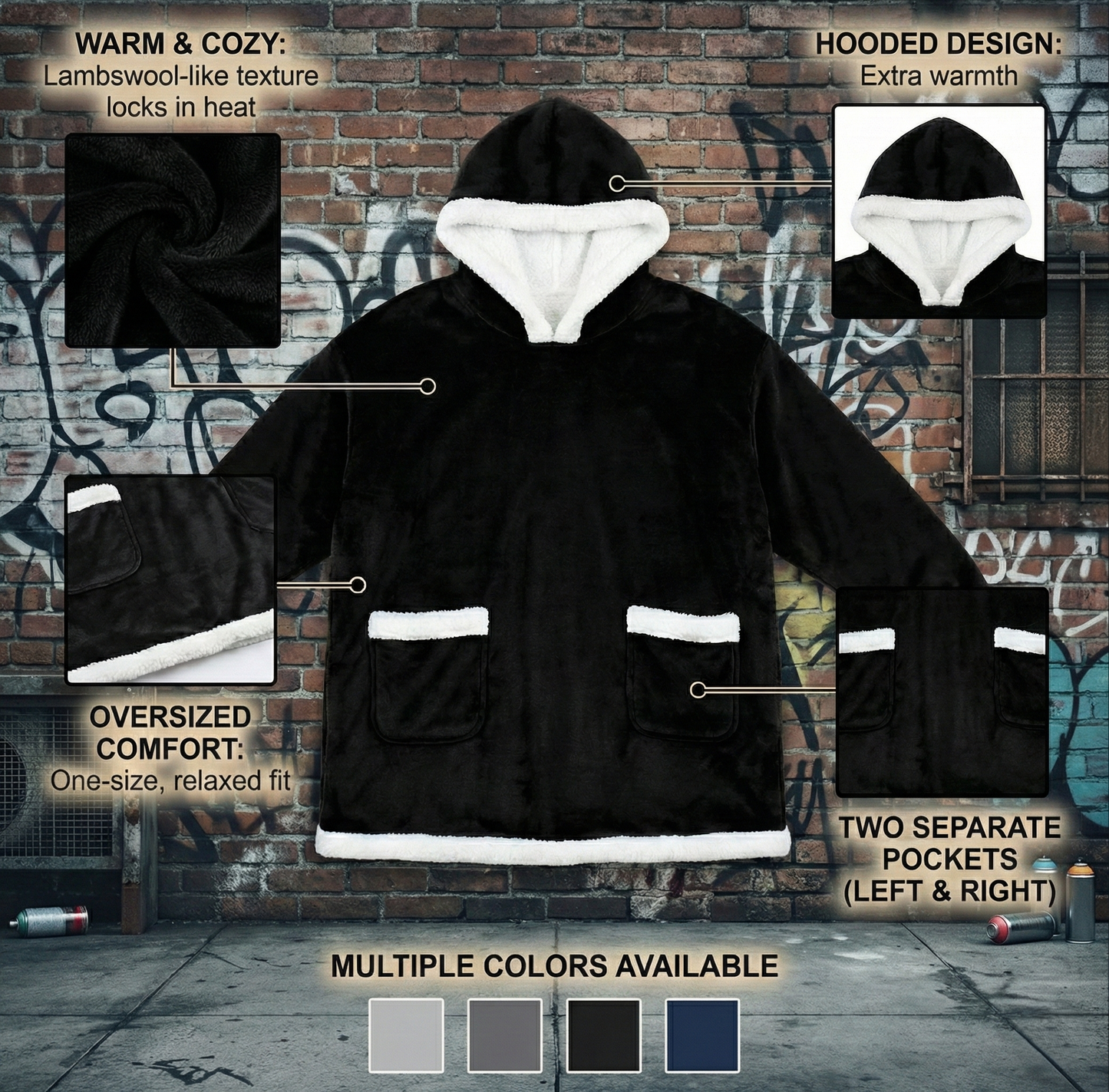 Unisex Hoodie Up! Lambswool Hoodie Blanket